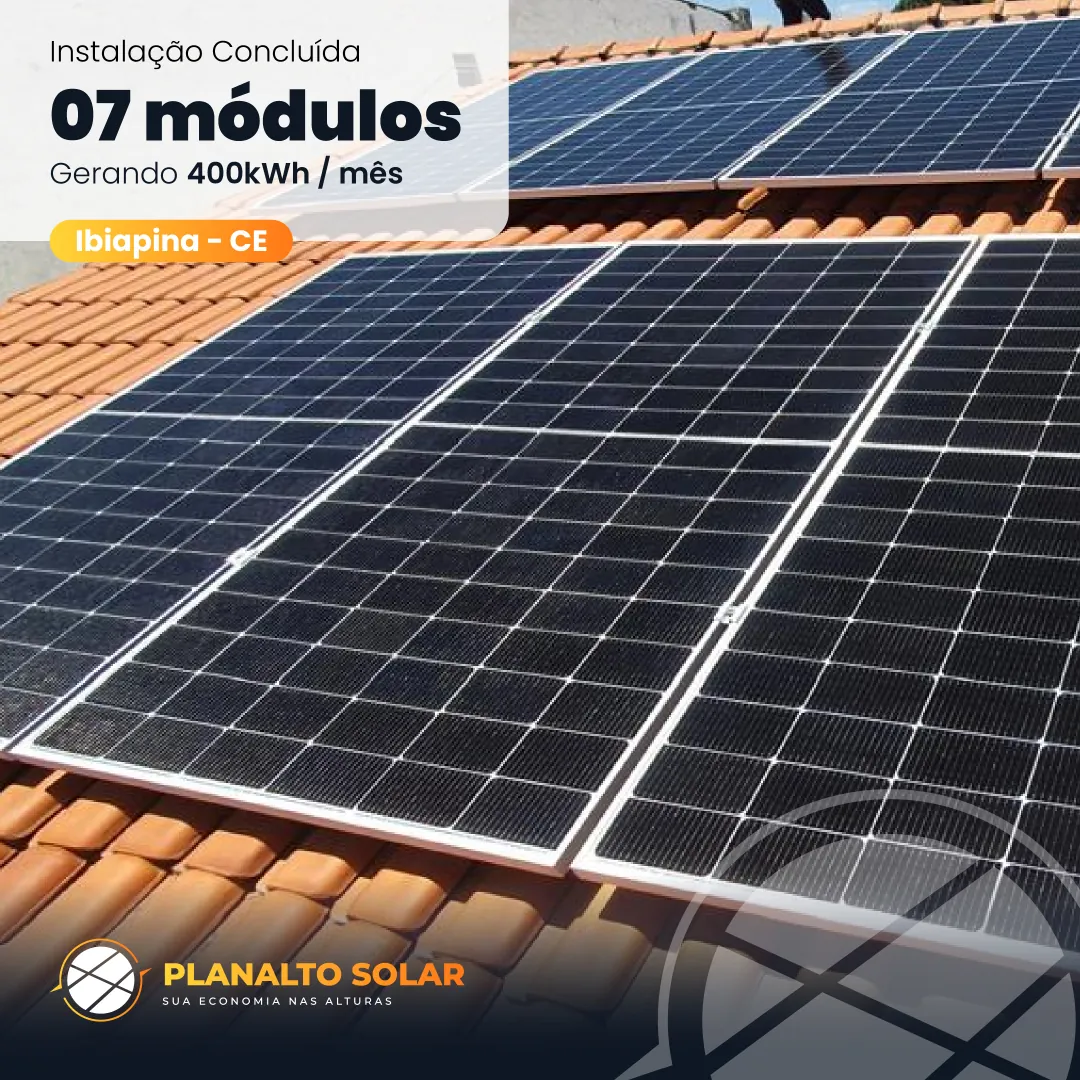Instalação de 7 módulos solares em Ibiapina - CE