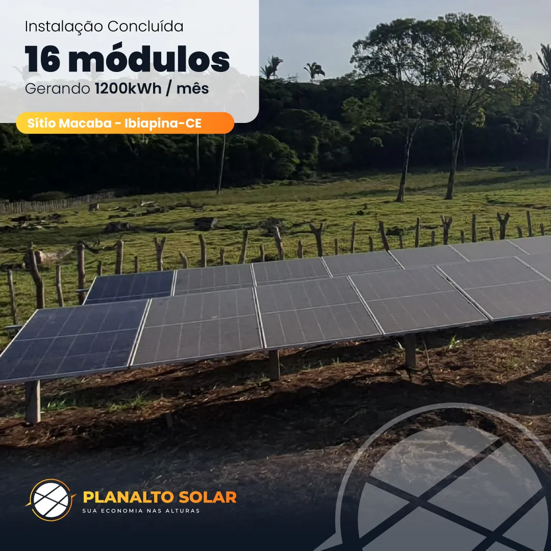 Instalação de 16 módulos solares no Sítio Macaba, Ibiapina - CE